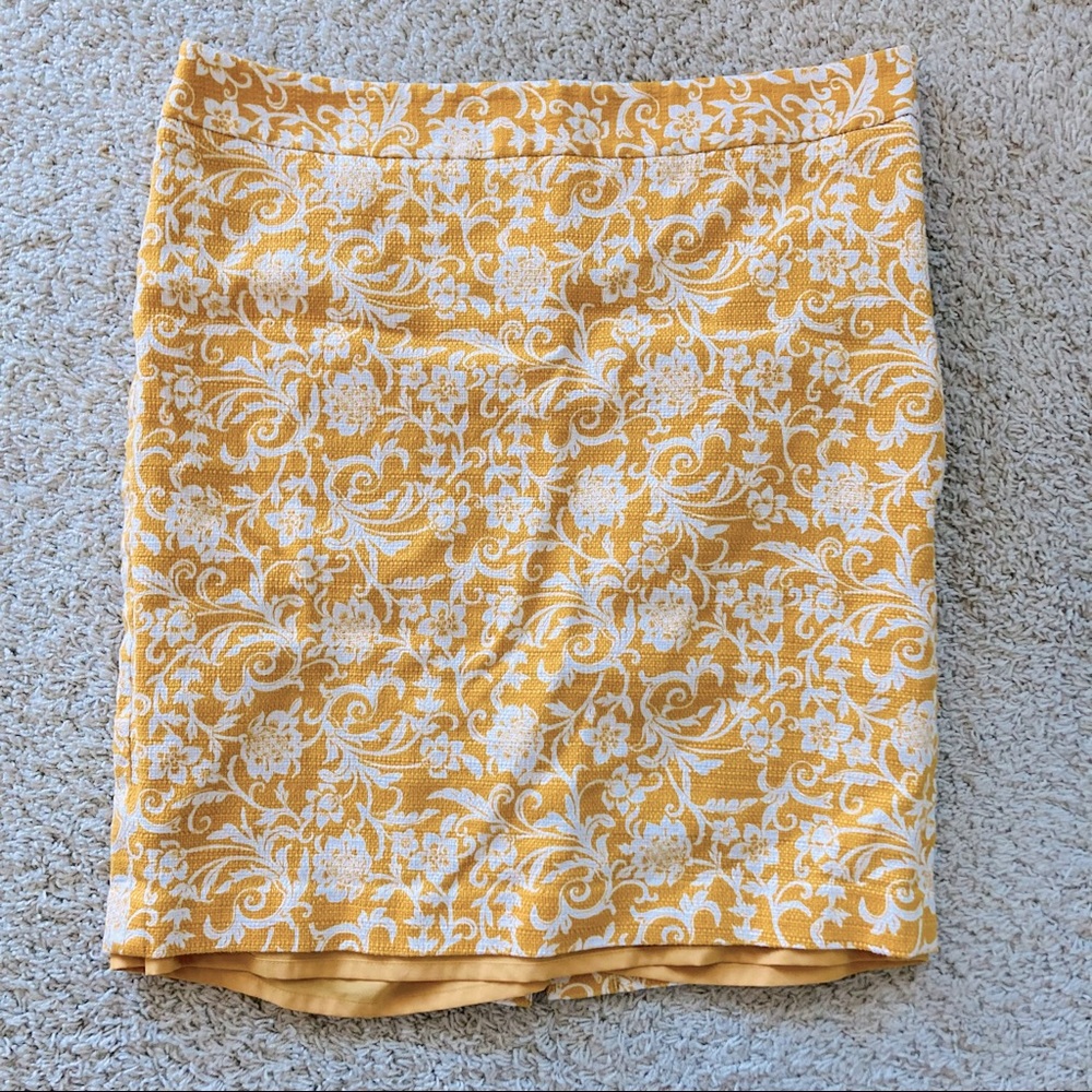 LOFT Yellow and White Floral Mini Skirt